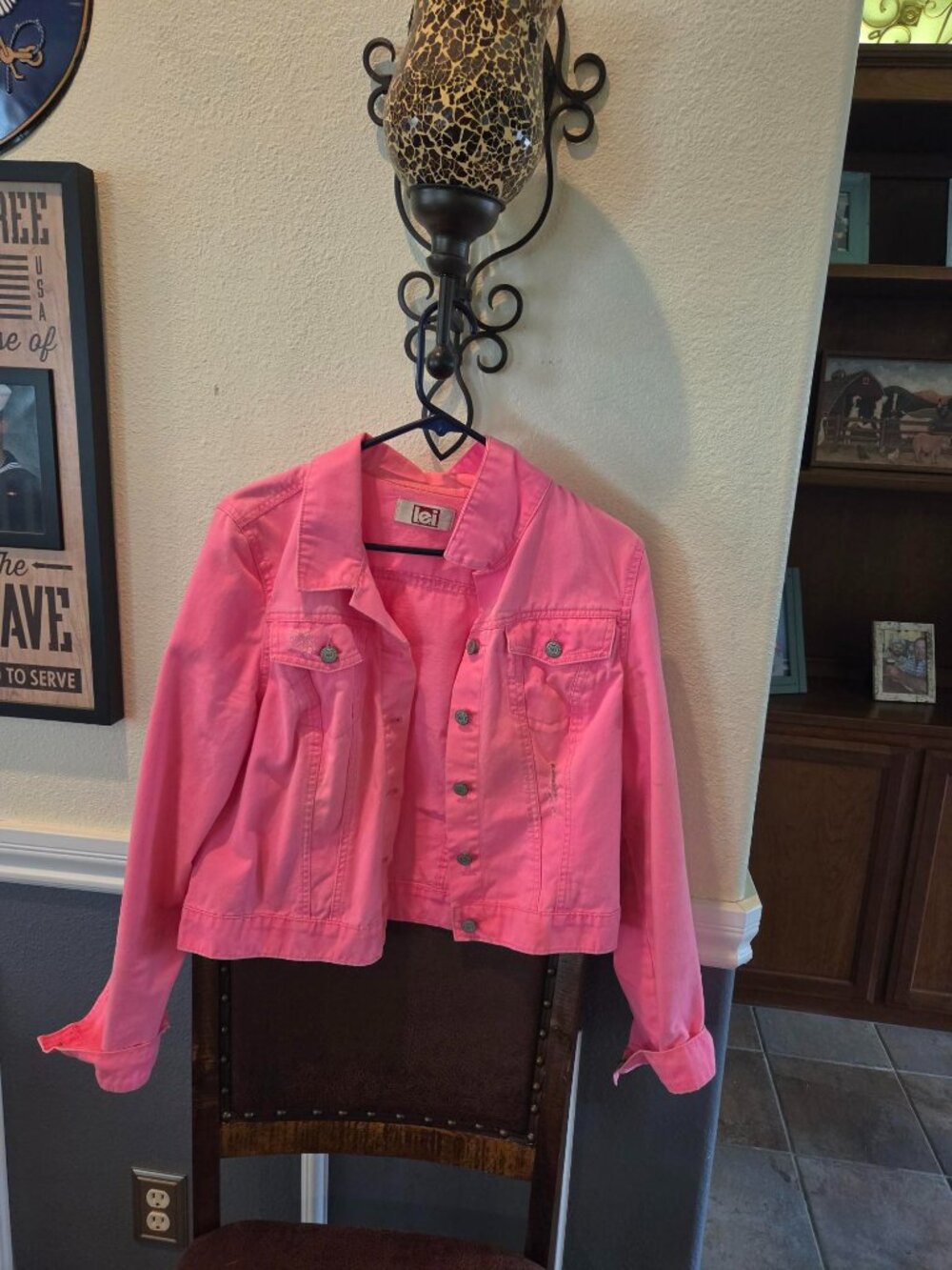 LEI Distressed Pink Jacket